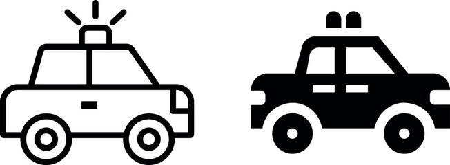 Police Patrol Pickup Vector Icon Set: Bold and Responsive Law Enforcement Designs