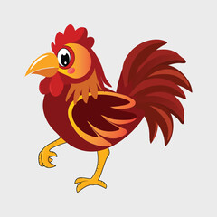 Happy rooster cartoon isolated on white background, dancing rooster