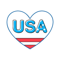 heart with usa text vector icon, heart with usa text vector illustration - simple illustration of heart with usa text, perfect for logos and icons heart with usa text