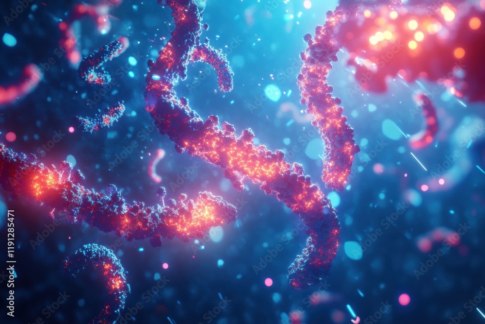 Poster antibodies attacking glowing viruses in a vibrant scientific depiction of immune response dynamics. 
