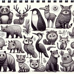 Sketchbook Animals Random animal doodles from a sketchbook captu