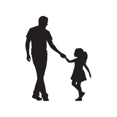 vector of black silhouette of daughter Father Daughter