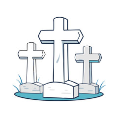 white cross grave markers vector icon, white cross grave markers vector illustration - simple illustration of white cross grave markers, perfect for logos and icons white cross grave markers