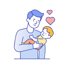 family man holding child vector icon, family man holding child vector illustration - simple illustration of family man holding child, perfect for logos and iconsfamily man holding child