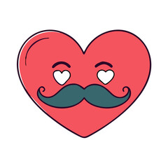 heart with a mustache vector icon, heart with a mustache vector illustration - simple illustration of heart with a mustache, perfect for logos and iconsheart with a mustache