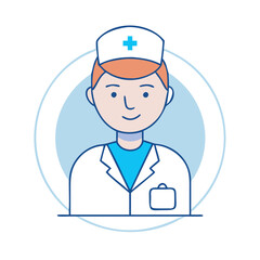 male doctor or nurse vector icon, male doctor or nurse vector illustration - simple illustration of male doctor or nurse, perfect for logos and iconsmale doctor or nurse