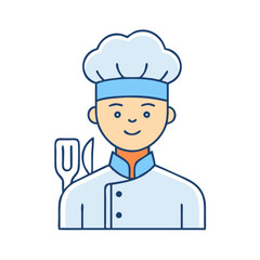 male chef or cooking vector icon, male chef or cooking vector illustration - simple illustration of male chef or cooking, perfect for logos and iconsmale chef or cooking