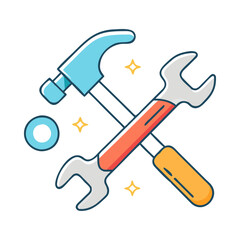 toolset hammer and wrench vector icon, toolset hammer and wrench vector illustration - simple illustration of toolset hammer and wrench, perfect for logos and iconstoolset hammer and wrench
