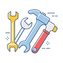 toolset hammer and wrench vector icon, toolset hammer and wrench vector illustration - simple illustration of toolset hammer and wrench, perfect for logos and iconstoolset hammer and wrench