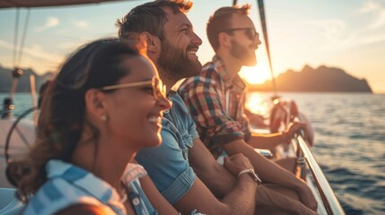 A group of friends on a yacht embracing the thrill of adventure at sea