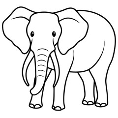  African Elephant  line art vector illustration
