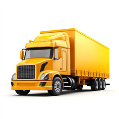 A vibrant yellow truck stands ready for transportation, symbolizing efficiency and reliability in logistics.