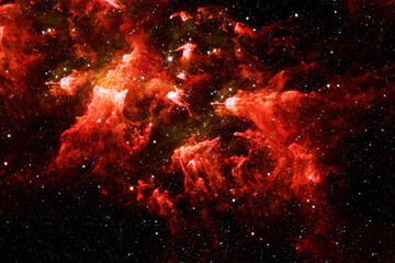 Beautiful red space nebula. Elements of this image furnished by NASA
