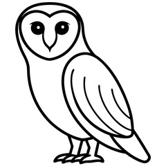 Barn Owl line art vector illustration 