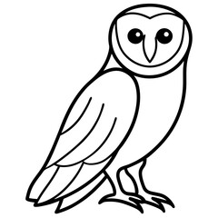 Barn Owl line art vector illustration 