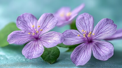 Obraz premium Two Delicate Lavender Flowers Resting Gently