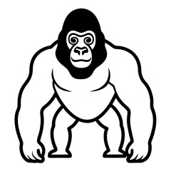 Gorilla  line art vector illustration 