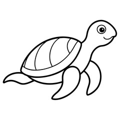 Green sea Turtle  line art vector illustration 