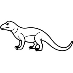 Komodo Dragon  line art vector illustration 