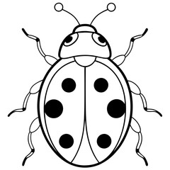 Ladybug line art vector illustration 