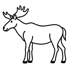 Moose line art vector illustration 