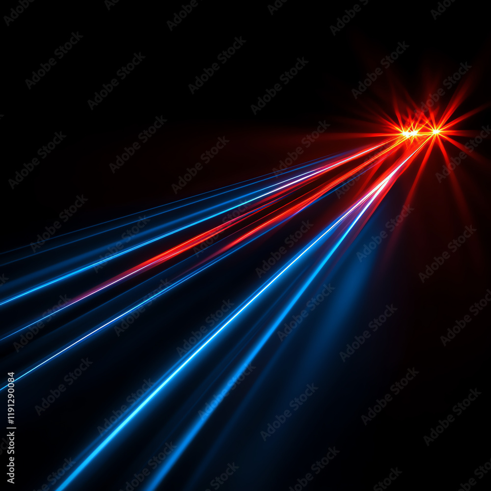 Aufkleber abstract light trails in red and blue creating a dynamic visual impact against a dark background, sy