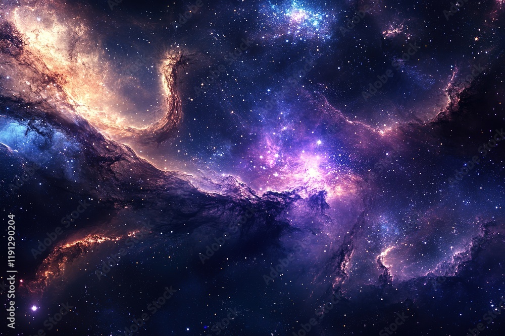 Poster cosmic nebula: vibrant colors and celestial forms