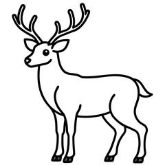 Reindeer line art vector illustration 