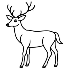 Reindeer line art vector illustration 