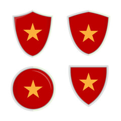 Vietnam national flag shield vector set