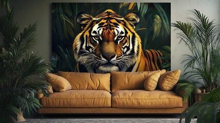 "A Majestic Tiger in a Lush Jungle Environment Captured in the Wild"