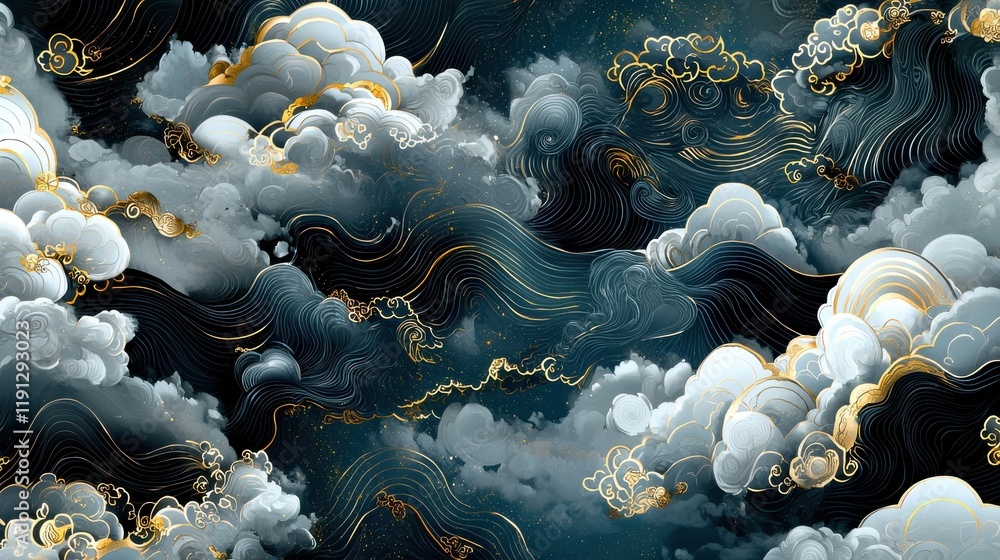 Poster auspicious cloud patterns high-resolution background digital art ethereal environment artistic viewp