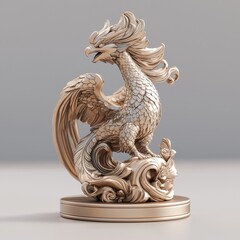 Majestic phoenix sculpture art gallery 3d design creative studio close-up lucky charm inspiration