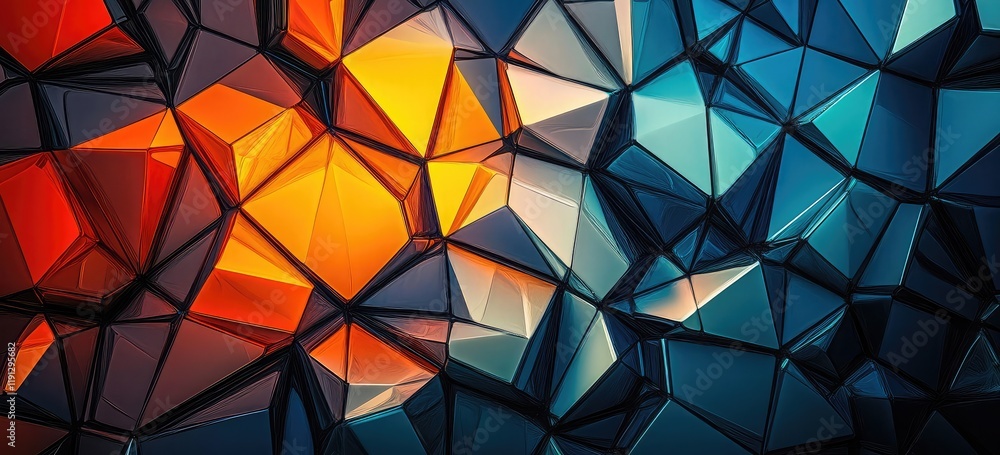 Poster captivating geometric patterns with creative use of reflective textures
