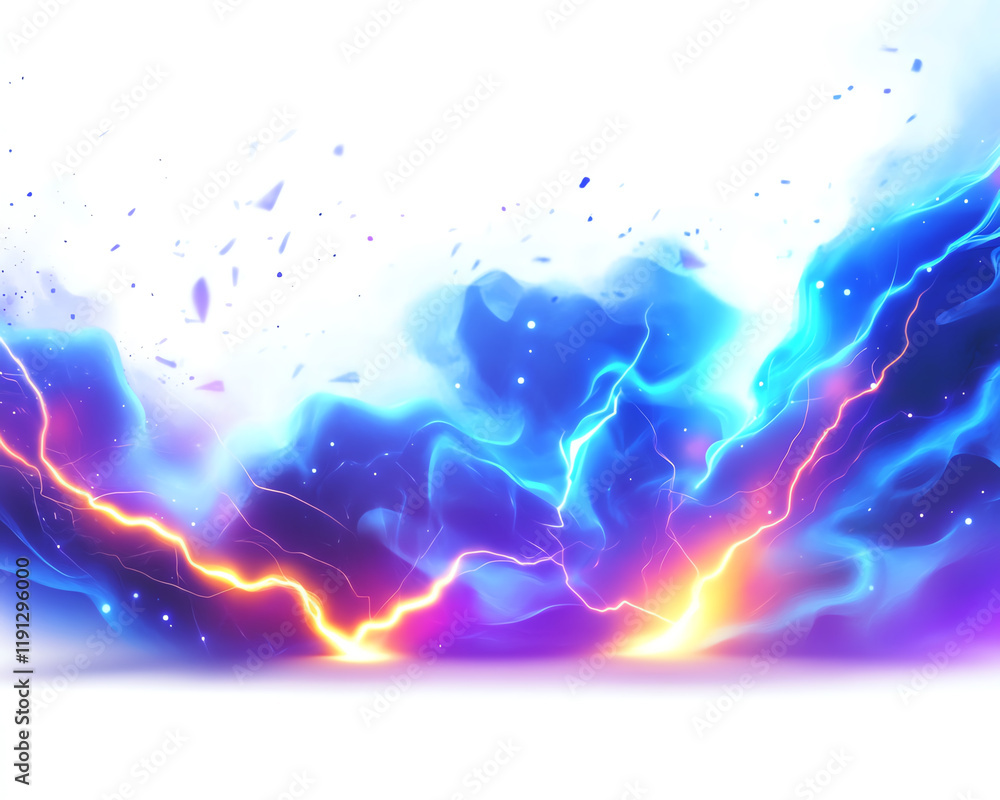 Poster dynamic abstract background featuring vivid colors and lightning effects, perfect for creative proje