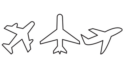 Plane icon set. Airplane icon vector on white background.