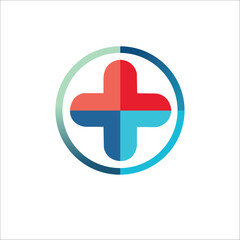 Fototapeta premium Colorful Quadrant Cross Emblem in Circle on Dark Background