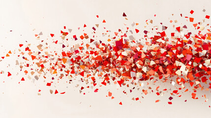 Fototapeta premium Fragmentos geométricos abstractos flotando en tonos rojos y blancos