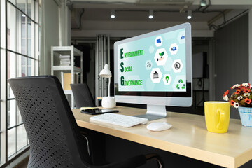 ESG environmental social governance policy for modish business to set a standard to achieve high ESG score