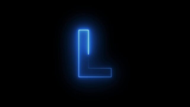 Capital letter L with a blue neon effect and color motion animation video footage in 4K.