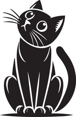 black and white cat vector