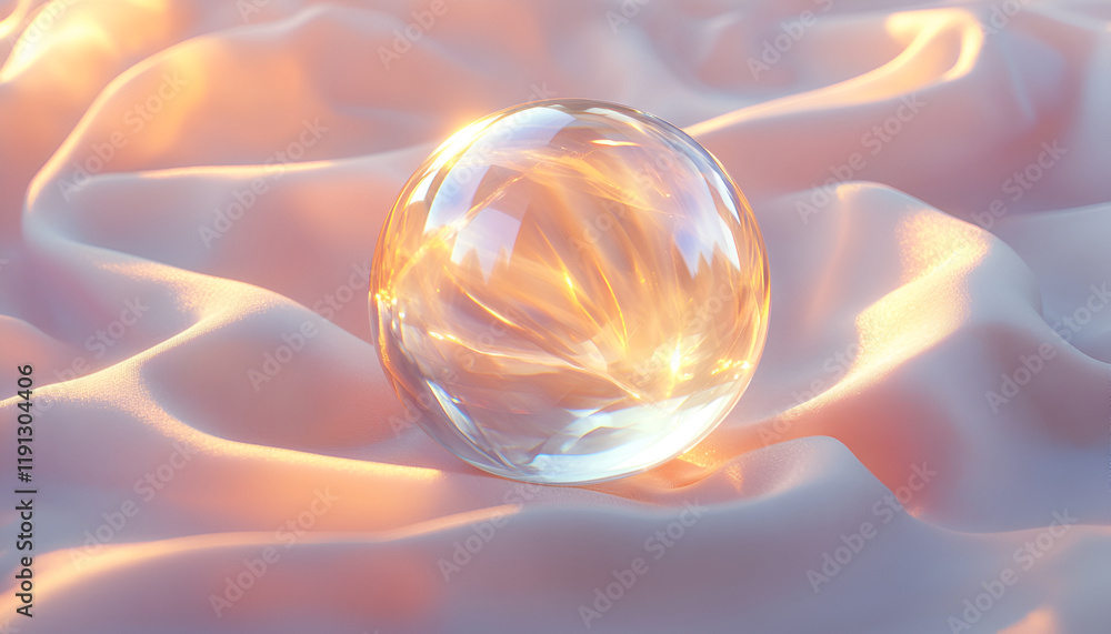 Aufkleber 3d realistic icon of a transparent crystal sphere with refracted light and high-gloss reflections, i