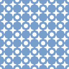 Blue and white seamless pattern with geometric shapes