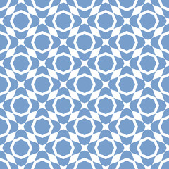 Blue and white seamless pattern with geometric shapes