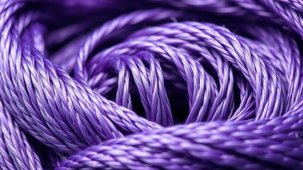 Luxurious purple silk thread close up macro photography, coil sewing background, shiny interweaving threads, coil, shiny, purple