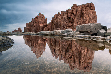 Landscape with the red rocks of Arbatax in Sardinia