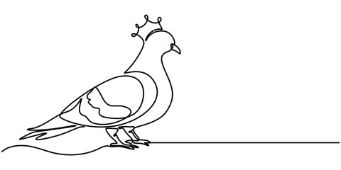 Victoria crown pigeon continuous one line drawing, Crowned dove. A blue pigeon with a fan on its head, Victoria crown pigeon vector illustration white background, A detailed watercolor illustration. 