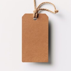 Rustic brown tag with string isolate on background with copy space for text
