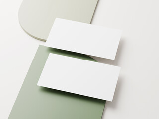 blank business cards on grey background, text & logo mockup