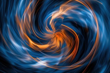 Swirling Blue and Orange Abstract Art Evoking Movement and Energy
